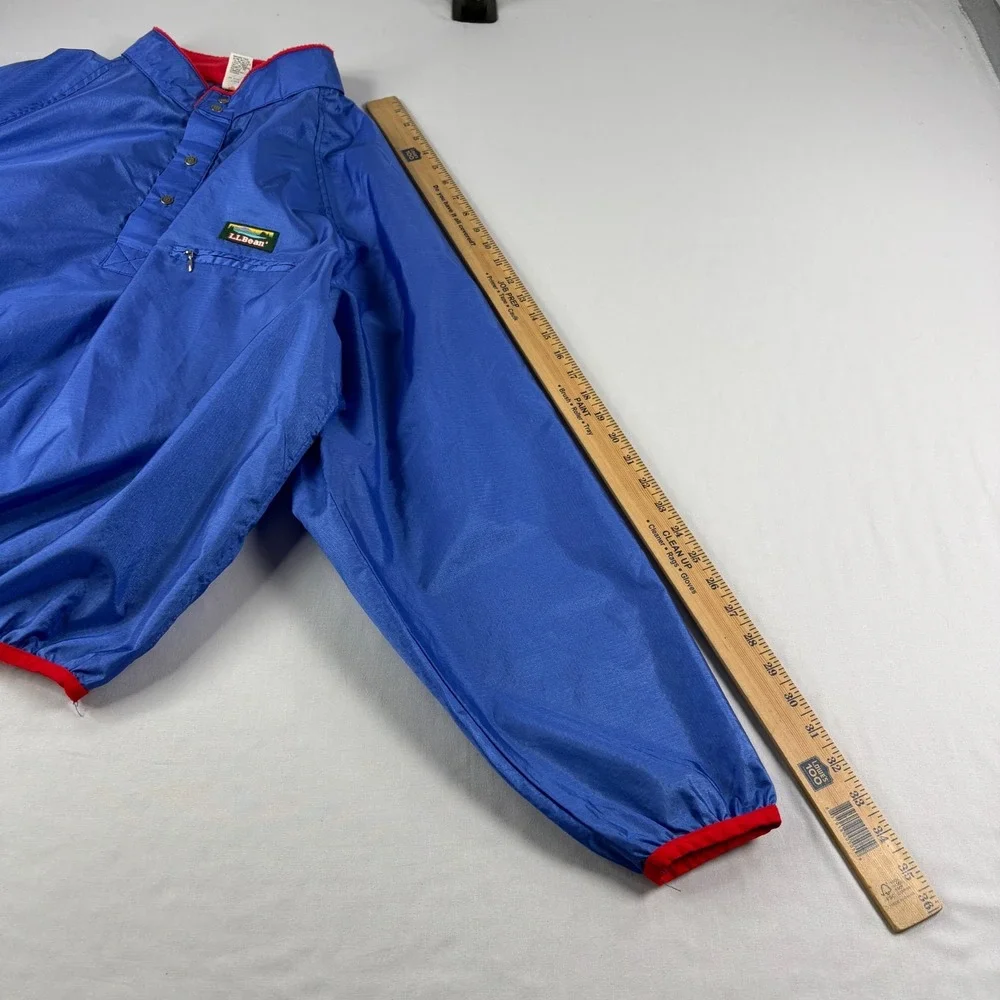 Vintage LL Bean Jacket Mens XL Blue Windbreaker Popover Snap Up Pullover USA 90s